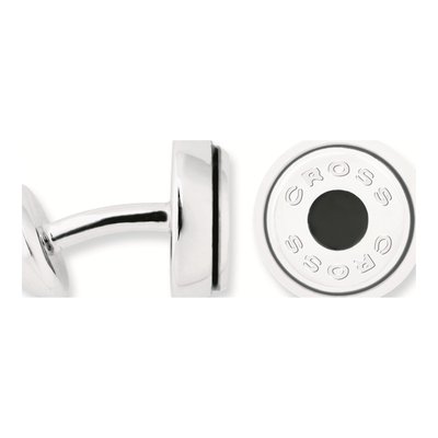Men's Conical Rhodium & Enamel Cuff Links