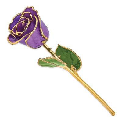 Lacquer Dipped Lilac Rose with 24K Gold Trim – view 2