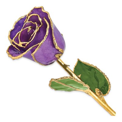 Lacquer Dipped Lilac Rose with 24K Gold Trim