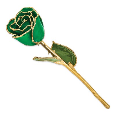 Real Rose Dipped in Gold, Green Lacquered Gift – view 2