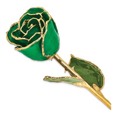 Real Rose Dipped in Gold, Green Lacquered Gift