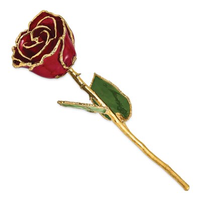 Lacquer Dipped Gold-Trimmed Real Rose – view 2