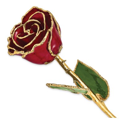 Lacquer Dipped Gold-Trimmed Real Rose