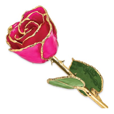 Lacquer-Dipped Real Rose with 24K Gold Trim