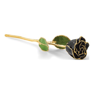 Black Lacquered Real Rose with Gold Trim – view 5