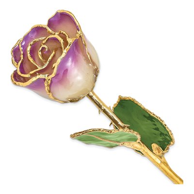 Lacquer-Dipped Real Rose with 24K Gold Trim