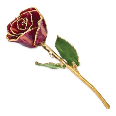 Lacquer Dipped Real Rose with Gold Trim – view 2