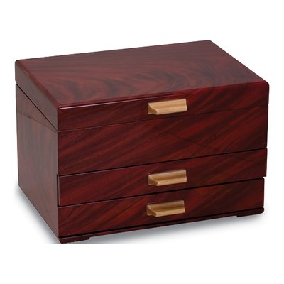 Mahogany Veneer 1-Drawer Wooden Jewelry Box