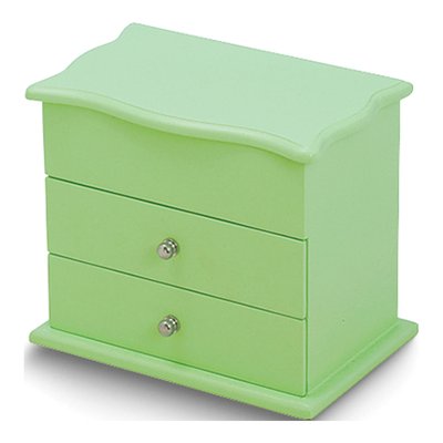 Green Wooden Jewelry Box with Mirror & Drawers