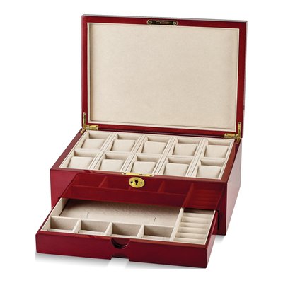 Cherry Wood 10-Watch Locking Storage Case – view 2