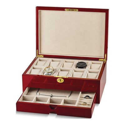 Cherry Wood 10-Watch Locking Storage Case – view 3