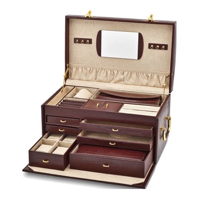 Brown Leather 6-Drawer Jewelry Case & Travel Case – view 2