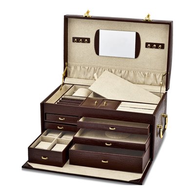 Brown Leather 6-Drawer Jewelry Case & Travel Case – view 3