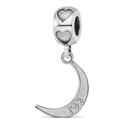 Gamma Phi Beta Gold-Plated Sterling Silver Crescent Moon Heart Bead