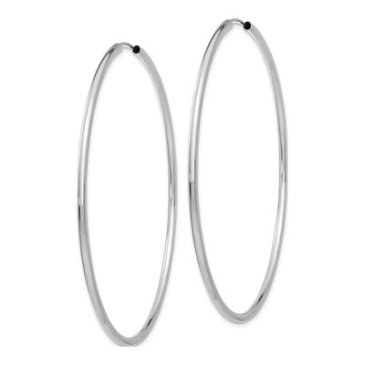 14K White Gold 65mm Endless Tube Hoop Earrings – view 3