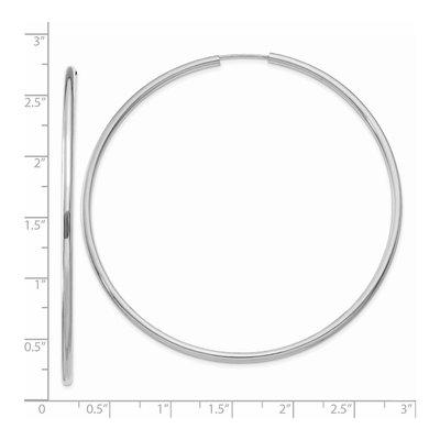 14K White Gold 65mm Endless Tube Hoop Earrings – view 5