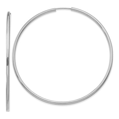 14K White Gold 65mm Endless Tube Hoop Earrings