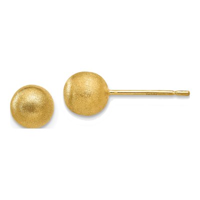 14K Yellow Gold Puffed Ball Stud Earrings