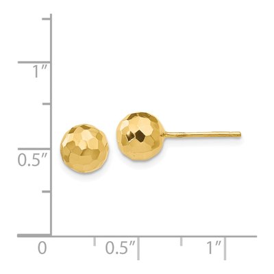 14K Yellow Gold Diamond-Cut Puffed Ball Stud Earrings – view 5