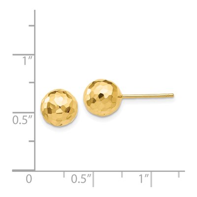 14K Yellow Gold Diamond-Cut Puffed Ball Stud Earrings – view 5