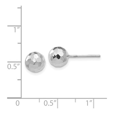 14K White Gold Diamond-Cut Ball Stud Earrings – view 5