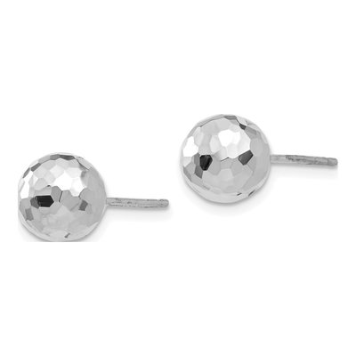 14K White Gold Diamond-Cut Puffed Ball Stud Earrings – view 3