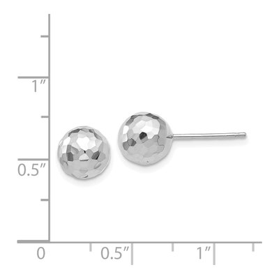 14K White Gold Diamond-Cut Puffed Ball Stud Earrings – view 5
