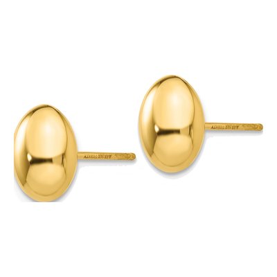 14K Yellow Gold Puffed Oval Button Stud Earrings – view 3