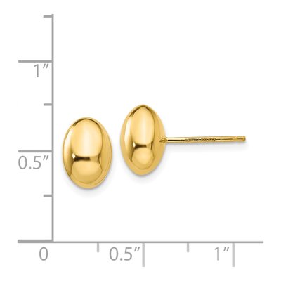 14K Yellow Gold Puffed Oval Button Stud Earrings – view 5