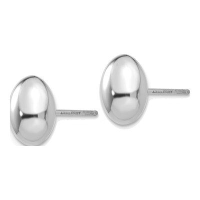 14K White Gold Puffed Oval Button Stud Earrings – view 3
