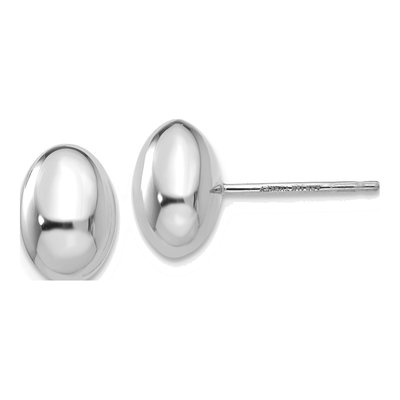 14K White Gold Puffed Oval Button Stud Earrings