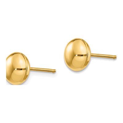 14K Yellow Gold Puffed Round Button Stud Earrings – view 2