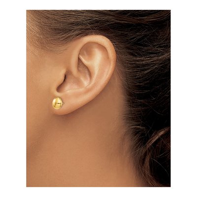 14K Yellow Gold Puffed Round Button Stud Earrings – view 3