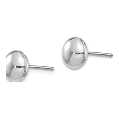 14K White Gold Puffed Button Stud Earrings – view 3