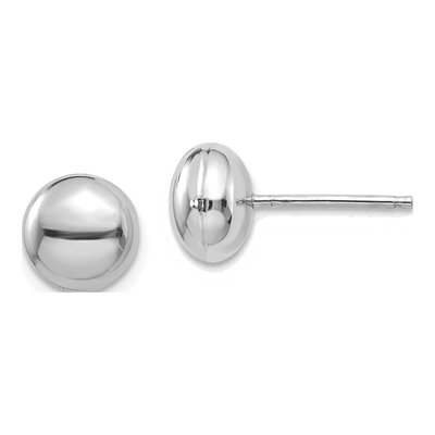 14K White Gold Puffed Button Stud Earrings