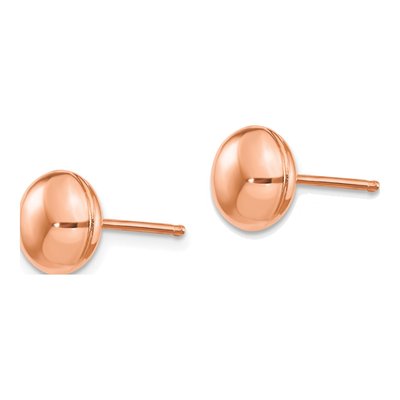 14K Rose Gold Puffed Button Stud Earrings – view 3