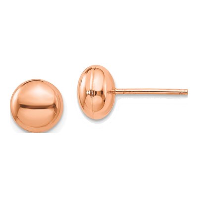 14K Rose Gold Puffed Button Stud Earrings