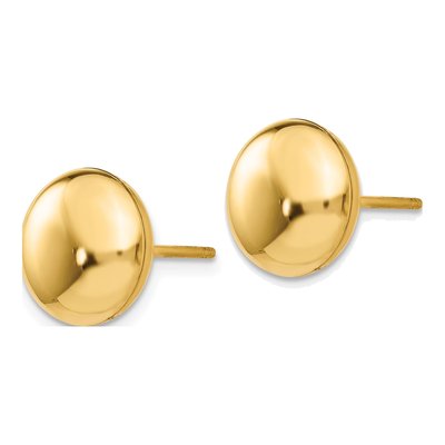 14K Yellow Gold Puffed Round Button Stud Earrings – view 3