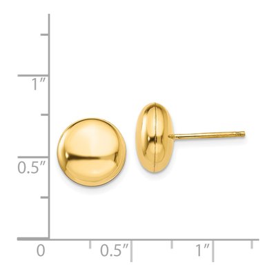 14K Yellow Gold Puffed Round Button Stud Earrings – view 5