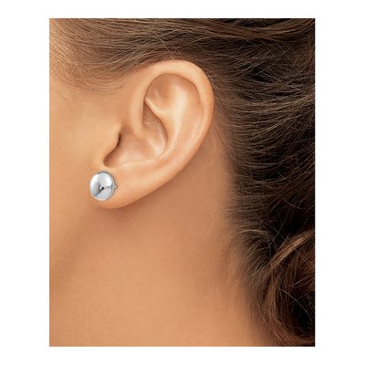 14K White Gold Puffed Button Stud Earrings – view 4