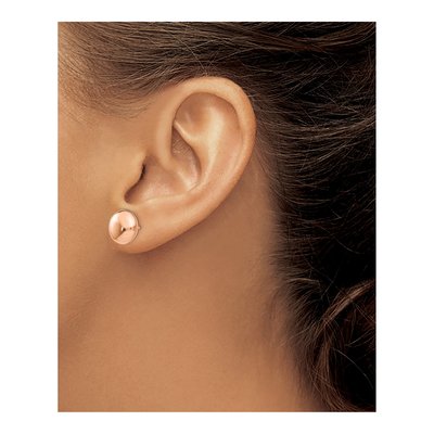 14K Rose Gold Puffed Button Stud Earrings – view 4