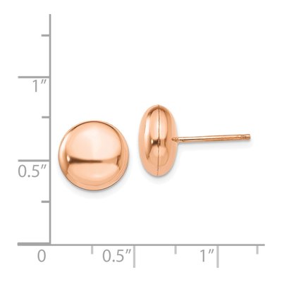 14K Rose Gold Puffed Button Stud Earrings – view 5