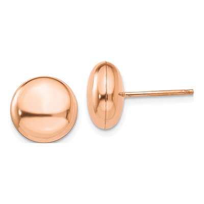14K Rose Gold Puffed Button Stud Earrings