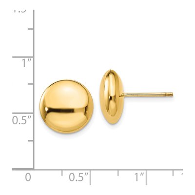 14K Yellow Gold Puffed Button Stud Earrings – view 5