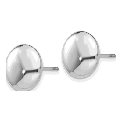 14K White Gold Puffed Button Stud Earrings – view 3