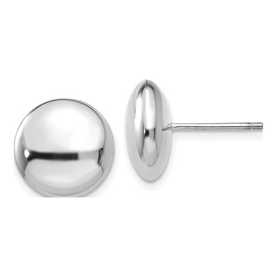 14K White Gold Puffed Button Stud Earrings