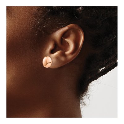 14K Rose Gold Puffed Button Stud Earrings – view 4
