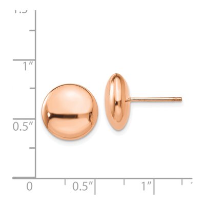 14K Rose Gold Puffed Button Stud Earrings – view 5