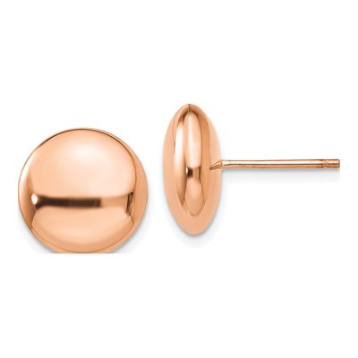 14K Rose Gold Puffed Button Stud Earrings