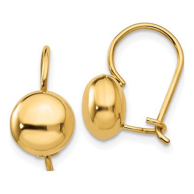14K Yellow Gold Button Stud Earrings